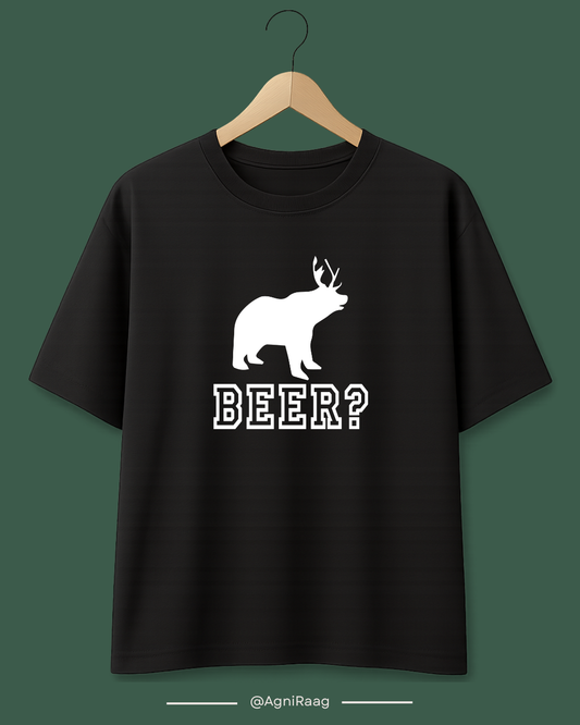 Beer? Funny Pun Graphic – Bear with Deer Horns