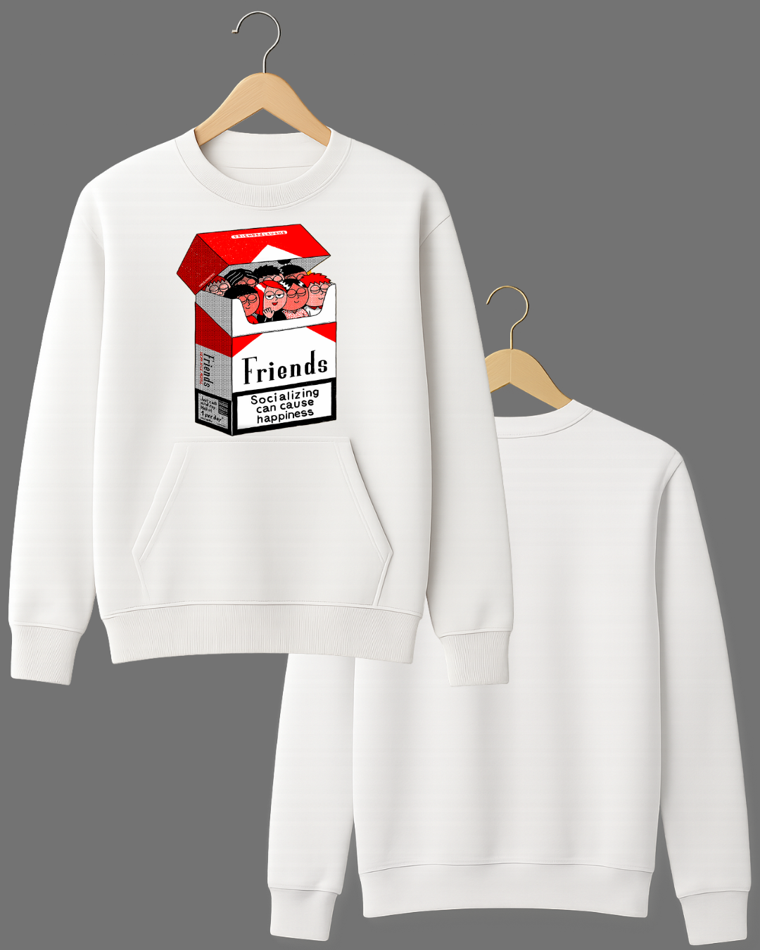 Friends Cigarette Box Graphic Tee – Socializing Can Cause Happiness