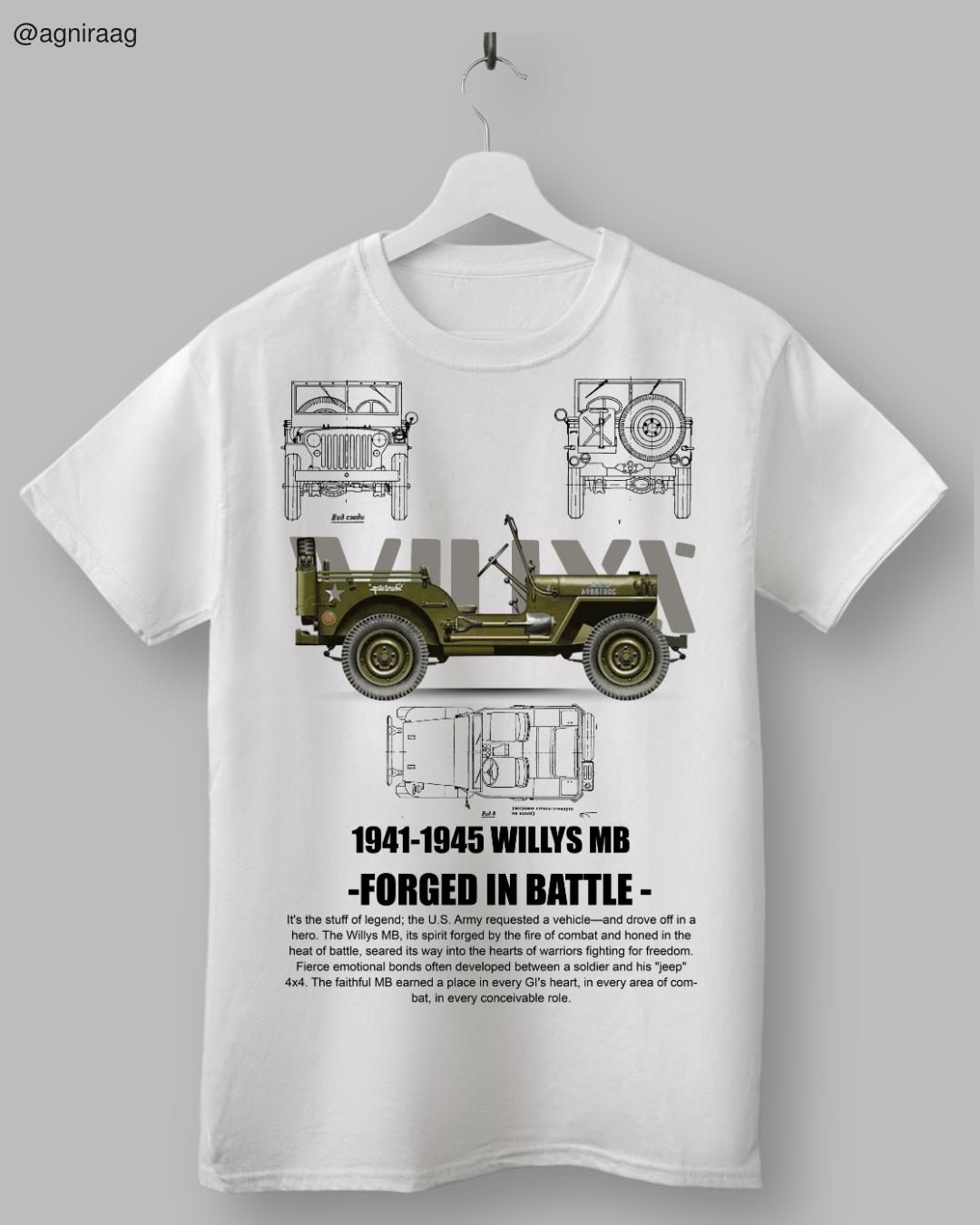 American Vintage Willys Jeep Blueprint