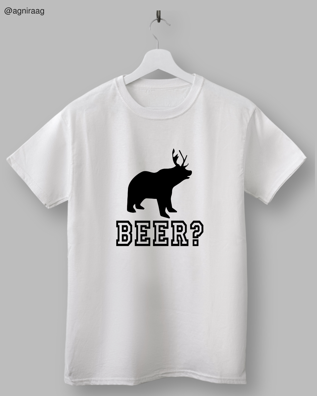 Beer? Funny Pun Graphic – Bear with Deer Horns