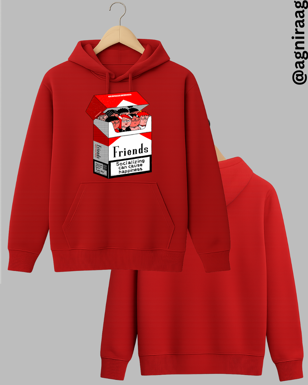 Friends Cigarette Box Graphic Tee – Socializing Can Cause Happiness