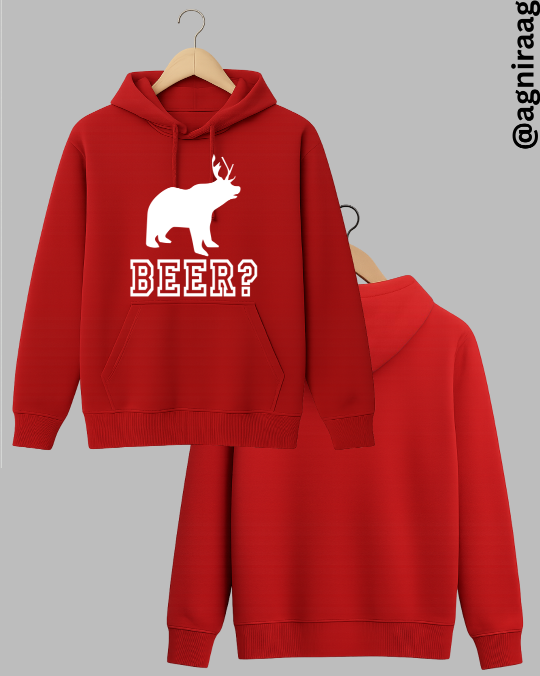 Beer? Funny Pun Graphic – Bear with Deer Horns