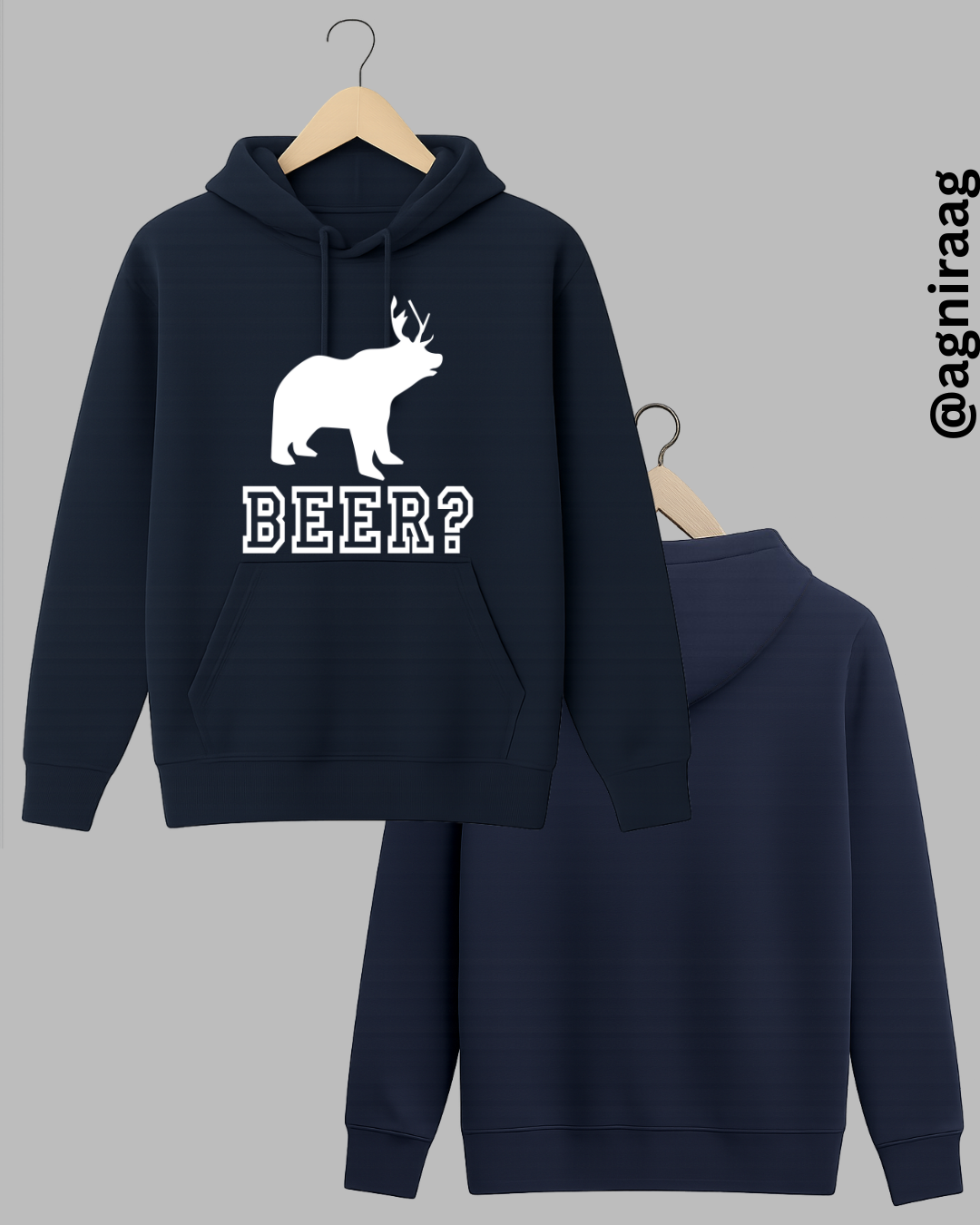 Beer? Funny Pun Graphic – Bear with Deer Horns