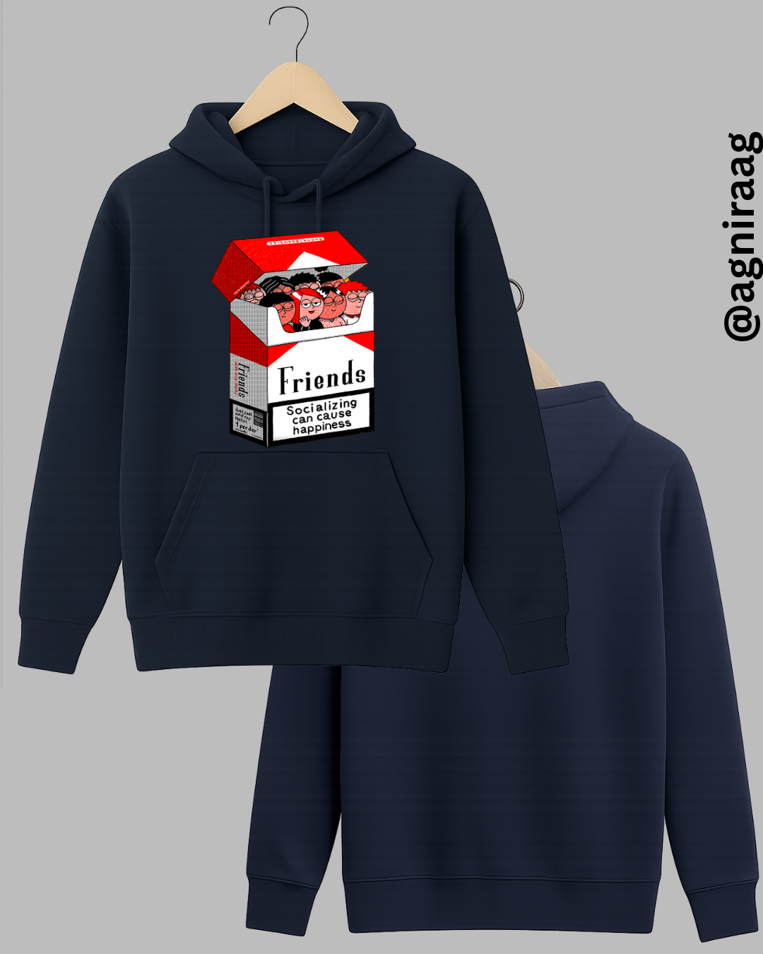 Friends Cigarette Box Graphic Tee – Socializing Can Cause Happiness