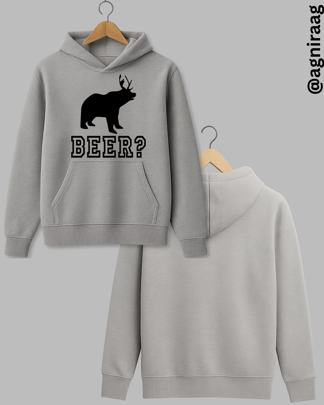 Beer? Funny Pun Graphic – Bear with Deer Horns