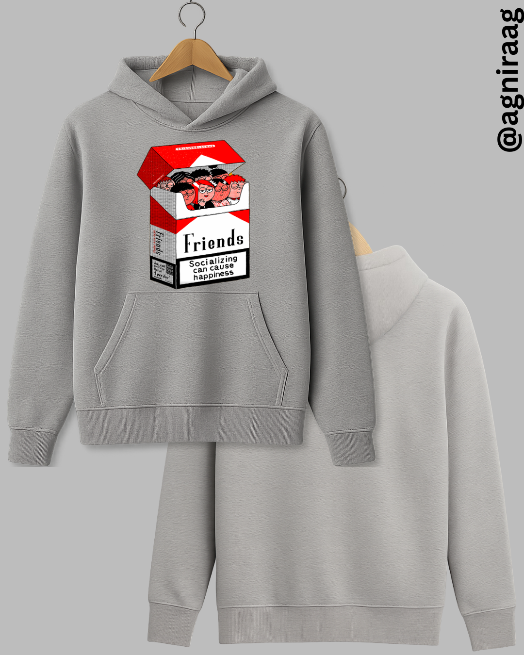 Friends Cigarette Box Graphic Tee – Socializing Can Cause Happiness