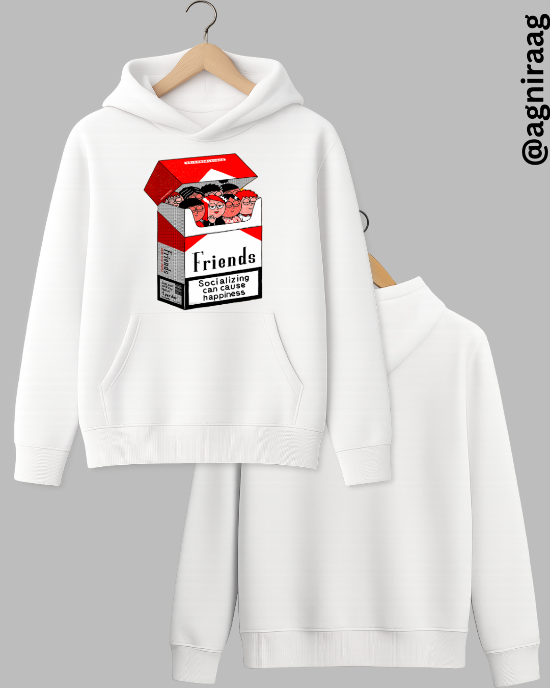 Friends Cigarette Box Graphic Tee – Socializing Can Cause Happiness