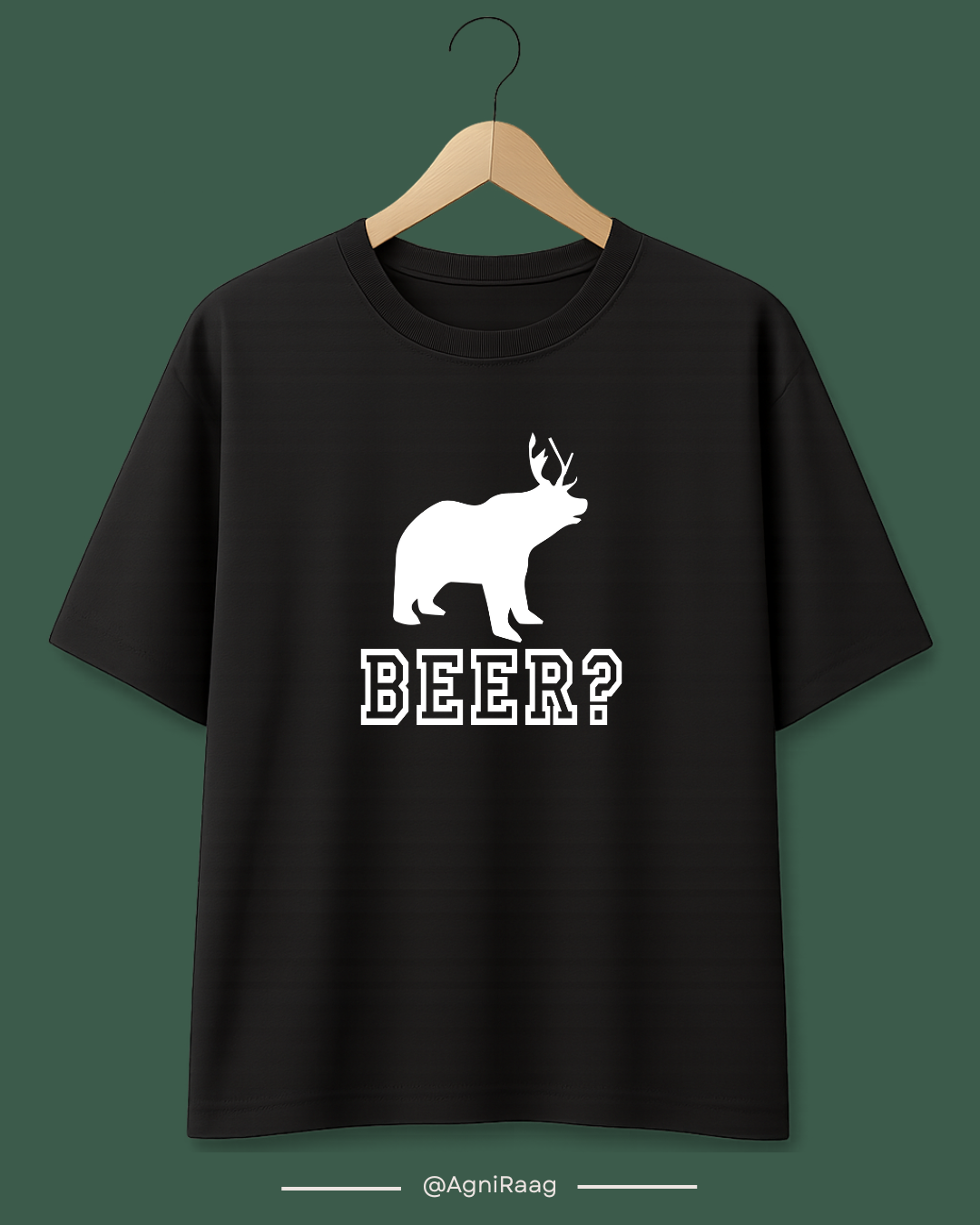 Beer? Funny Pun Graphic – Bear with Deer Horns
