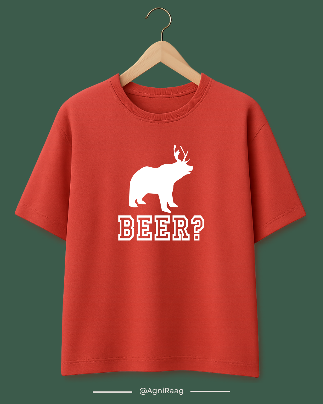 Beer? Funny Pun Graphic – Bear with Deer Horns