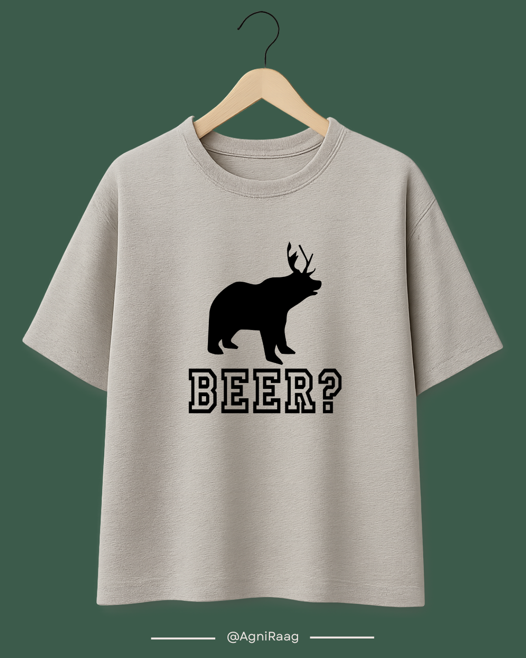 Beer? Funny Pun Graphic – Bear with Deer Horns