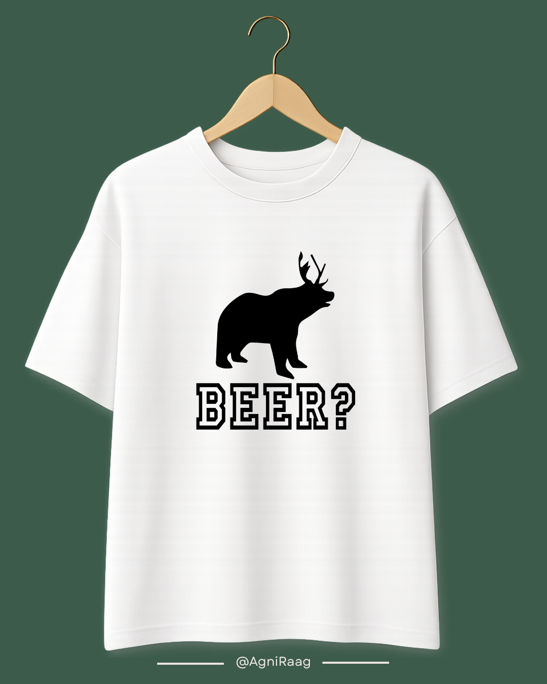 Beer? Funny Pun Graphic – Bear with Deer Horns