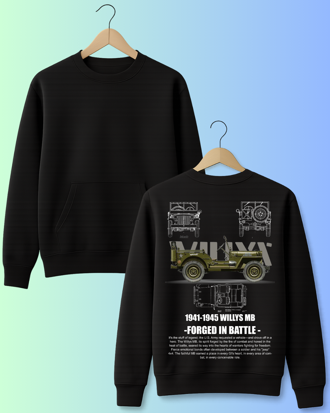 American Vintage Willys Jeep Blueprint