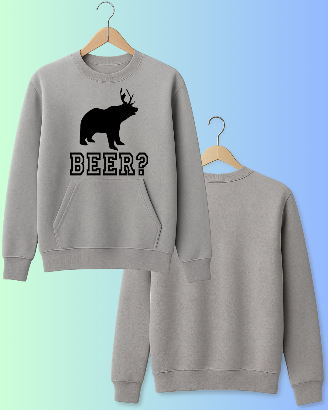Beer? Funny Pun Graphic – Bear with Deer Horns