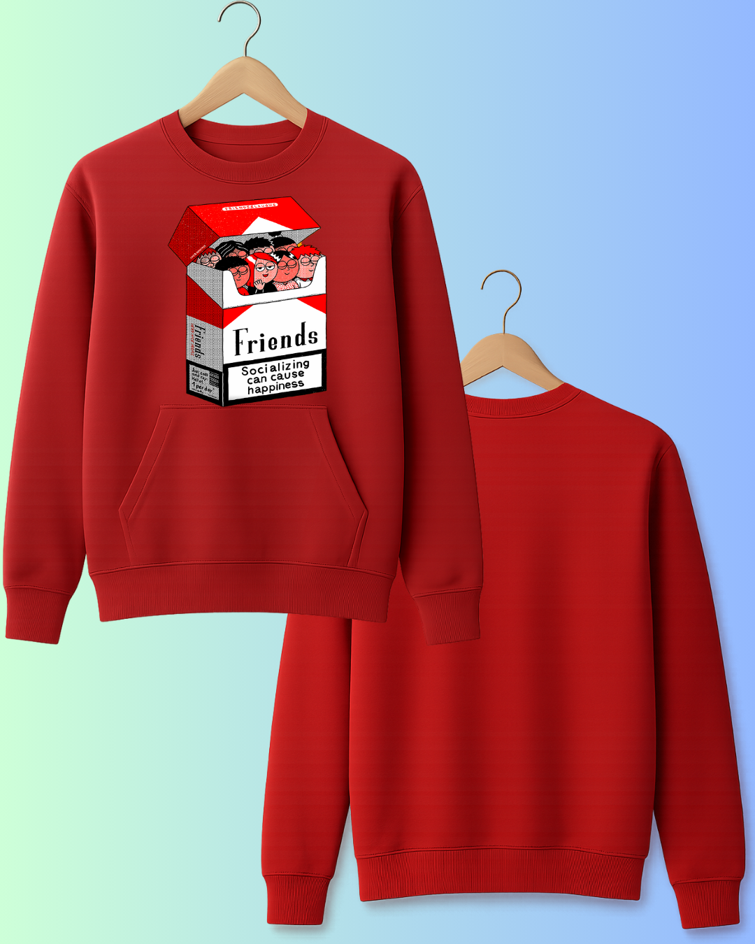 Friends Cigarette Box Graphic Tee – Socializing Can Cause Happiness