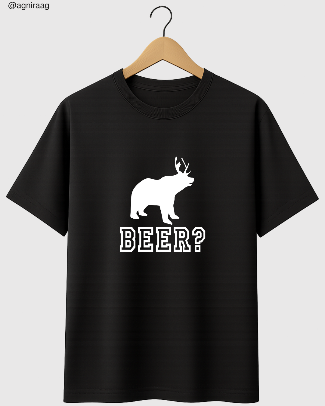 Beer? Funny Pun Graphic – Bear with Deer Horns