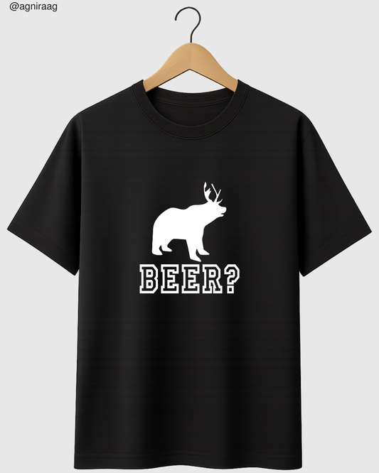 Beer? Funny Pun Graphic – Bear with Deer Horns