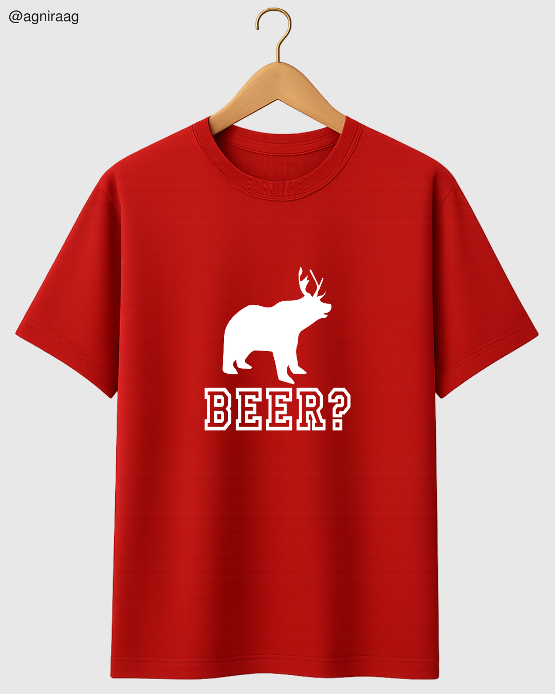 Beer? Funny Pun Graphic – Bear with Deer Horns