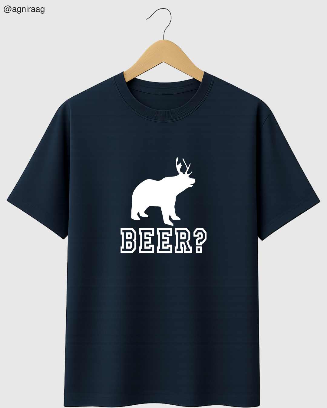 Beer? Funny Pun Graphic – Bear with Deer Horns