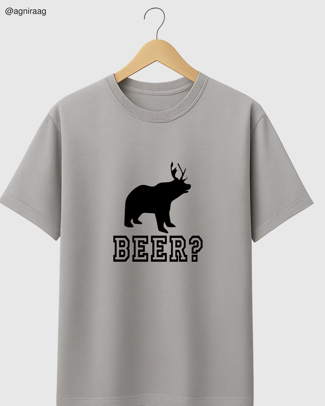 Beer? Funny Pun Graphic – Bear with Deer Horns